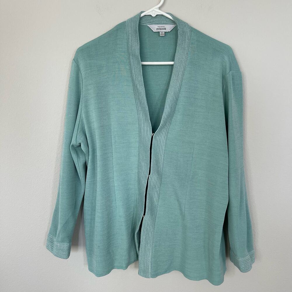 Exclusively Misook Blue Cardigan Sweater (Size XL)